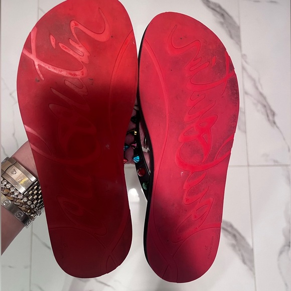 Christian Louboutin Rubber Spike Loubi Donna Flip Flop Black/Multicolor.37. Used - Picture 7 of 9